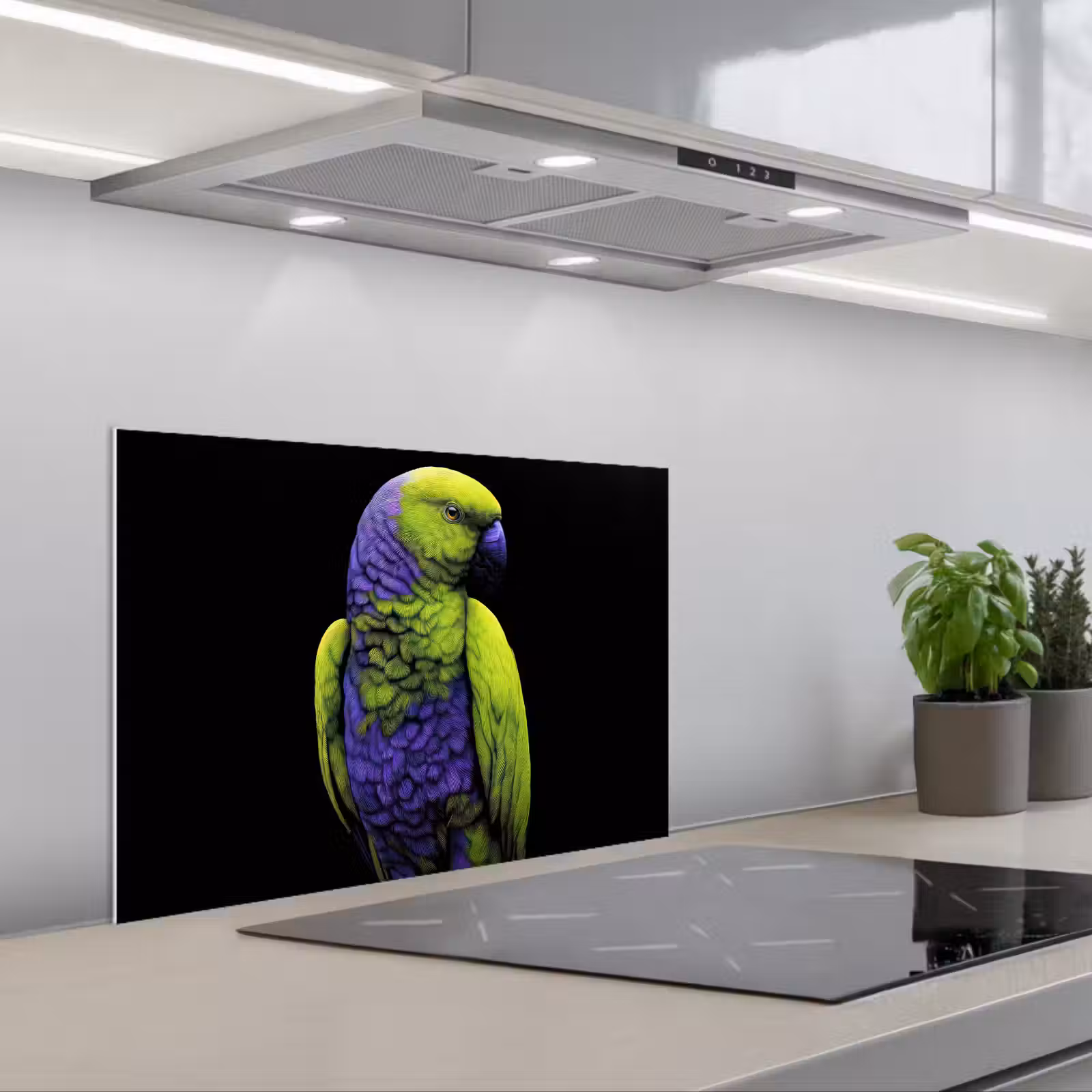 Kitchen splashback for hob - Parrot - Feathers - Eye-catching - Green — 1