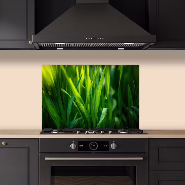 Kitchen splashback for hob - Grass blades - Light - Green — 5