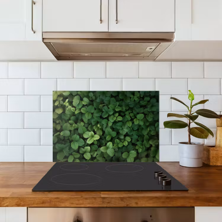 Kitchen splashback for hob - Green - Leaves - Jagged - Sunlight — 3