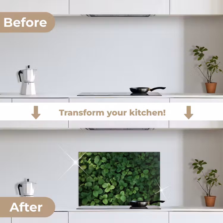 Kitchen splashback for hob - Green - Leaves - Jagged - Sunlight — 7