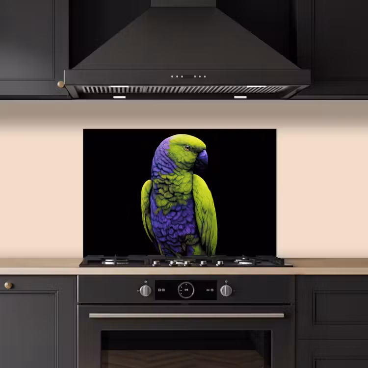 Kitchen splashback for hob - Parrot - Feathers - Eye-catching - Green — 5