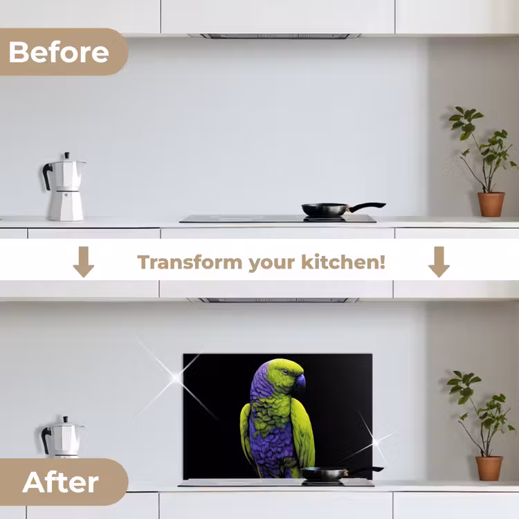 Kitchen splashback for hob - Parrot - Feathers - Eye-catching - Green — 7