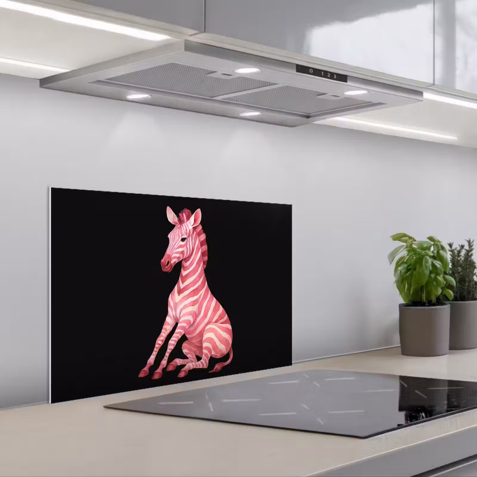 Kitchen splashback for hob - Zebra - Pink - Striped — 1