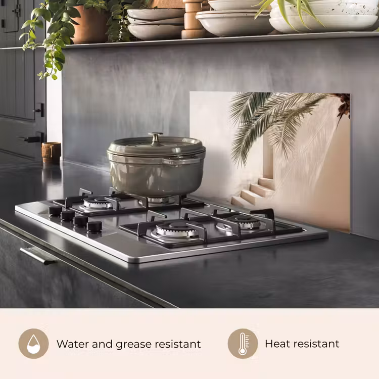 Kitchen splashback for hob - Palm tree - Shade - Stairs - Beige — 2