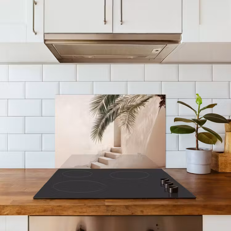 Kitchen splashback for hob - Palm tree - Shade - Stairs - Beige — 3