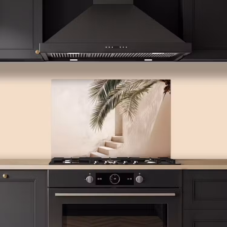 Kitchen splashback for hob - Palm tree - Shade - Stairs - Beige — 5