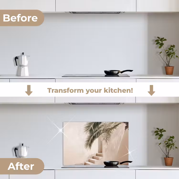 Kitchen splashback for hob - Palm tree - Shade - Stairs - Beige — 7