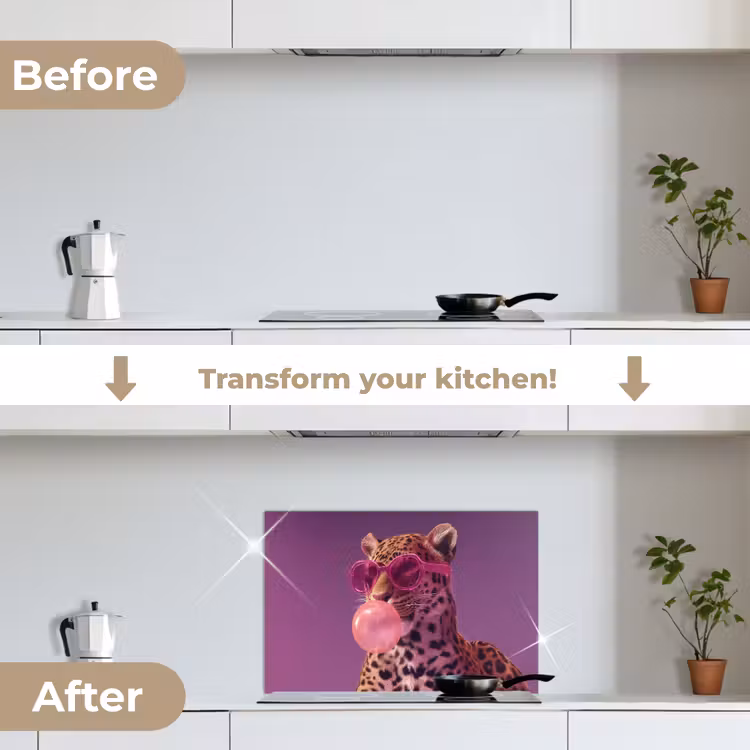 Kitchen splashback for hob - Panther - Sunglasses - Gum Bubble - Pink — 7