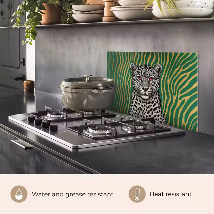 Kitchen splashback for hob - Panther - Zebra pattern - Green — 2