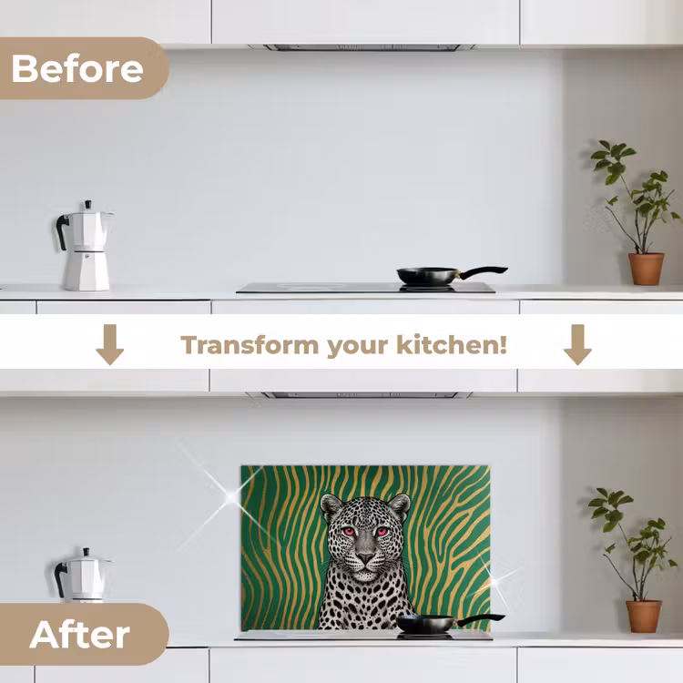 Kitchen splashback for hob - Panther - Zebra pattern - Green — 7