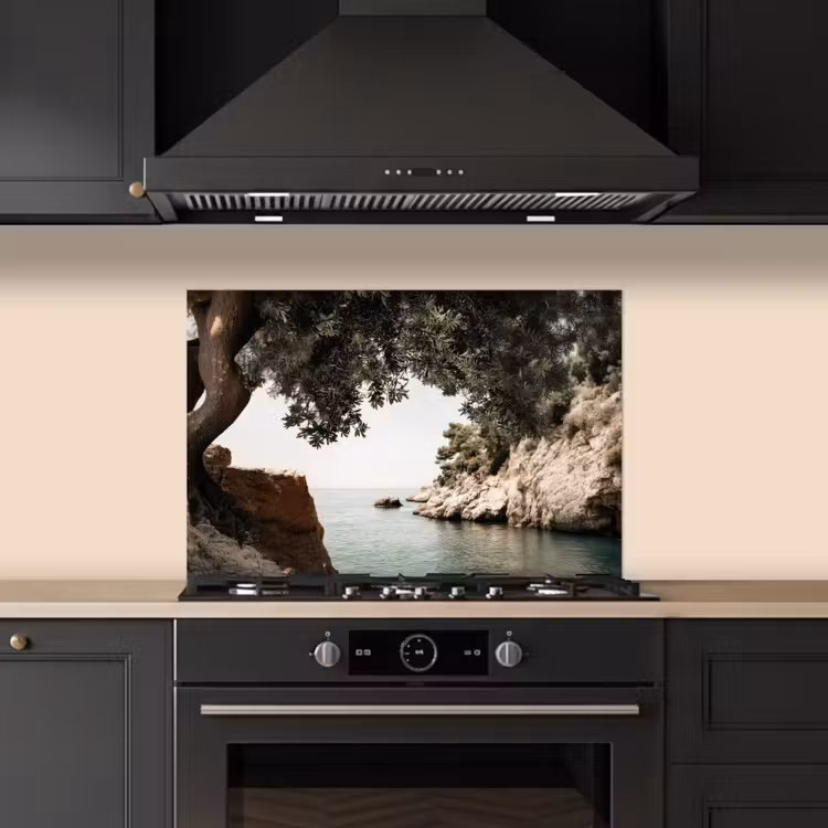 Kitchen splashback for hob - Rocks - Sea - Tree - Green — 5
