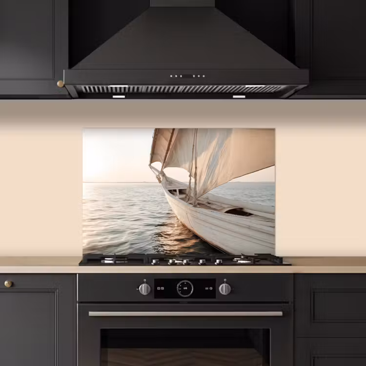 Kitchen splashback for hob - Sailboat - Sea - Beige - Sun — 5