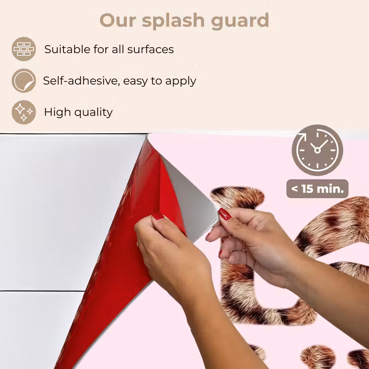 Kitchen splashback for hob - Text - Love - Panther coat - Light pink — 4