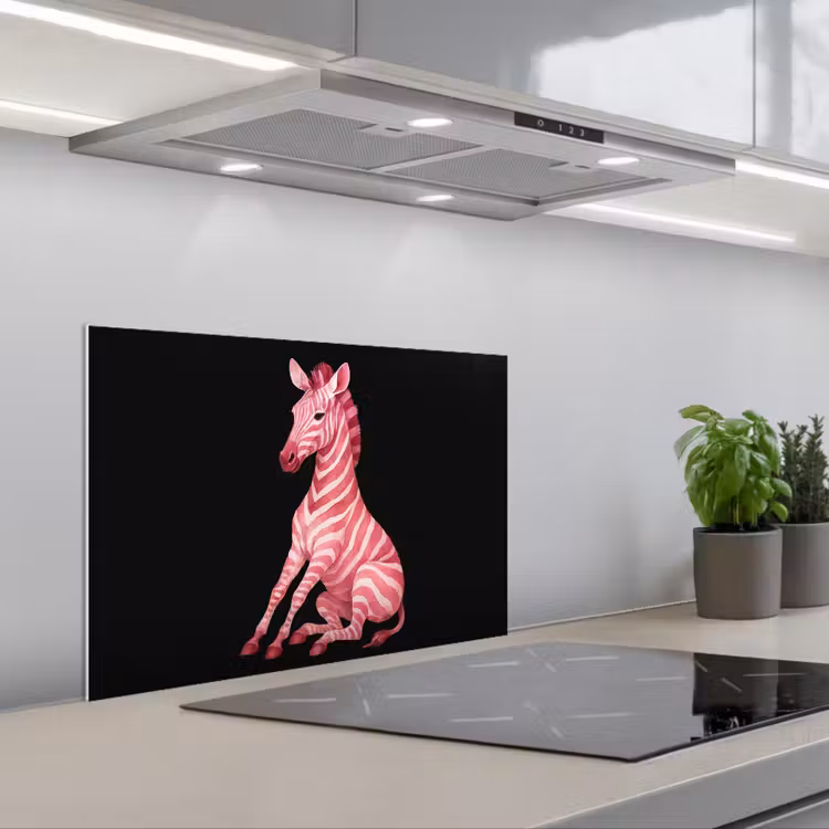 Kitchen splashback for hob - Zebra - Pink - Striped — 1