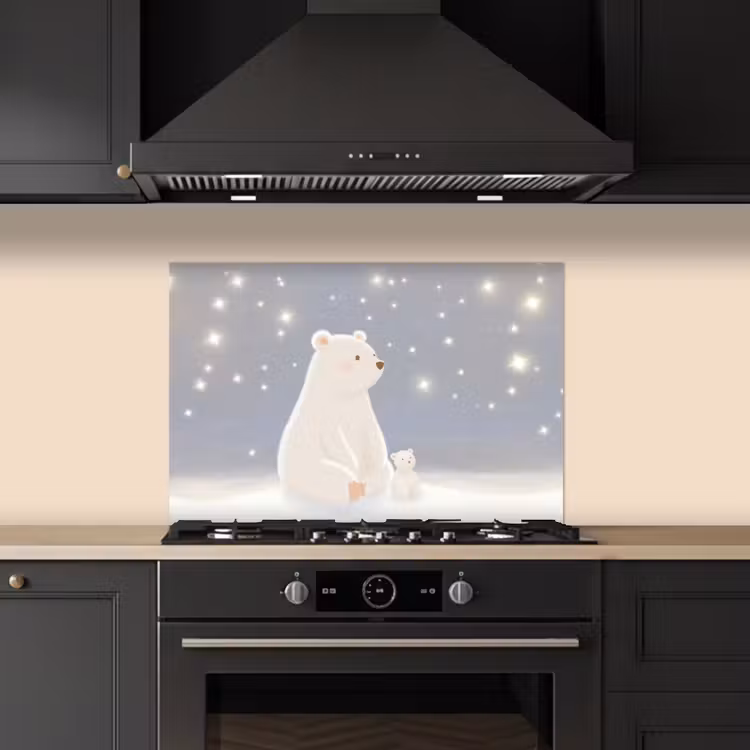 Kitchen splashback for hob - Polar bear - Snow - Stars - Blue — 5