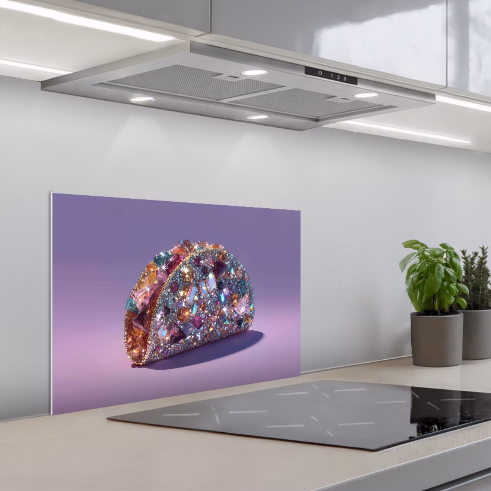 Kitchen splashback for hob - Gemstones - Glitters - Purple - Colorful — 1