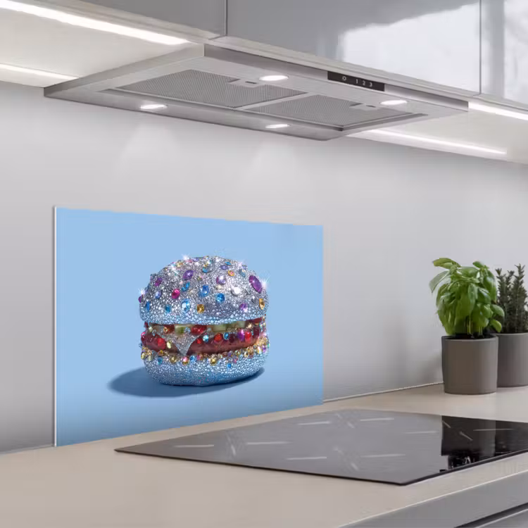 Kitchen splashback for hob - Glitter - Hamburger - Blue — 1
