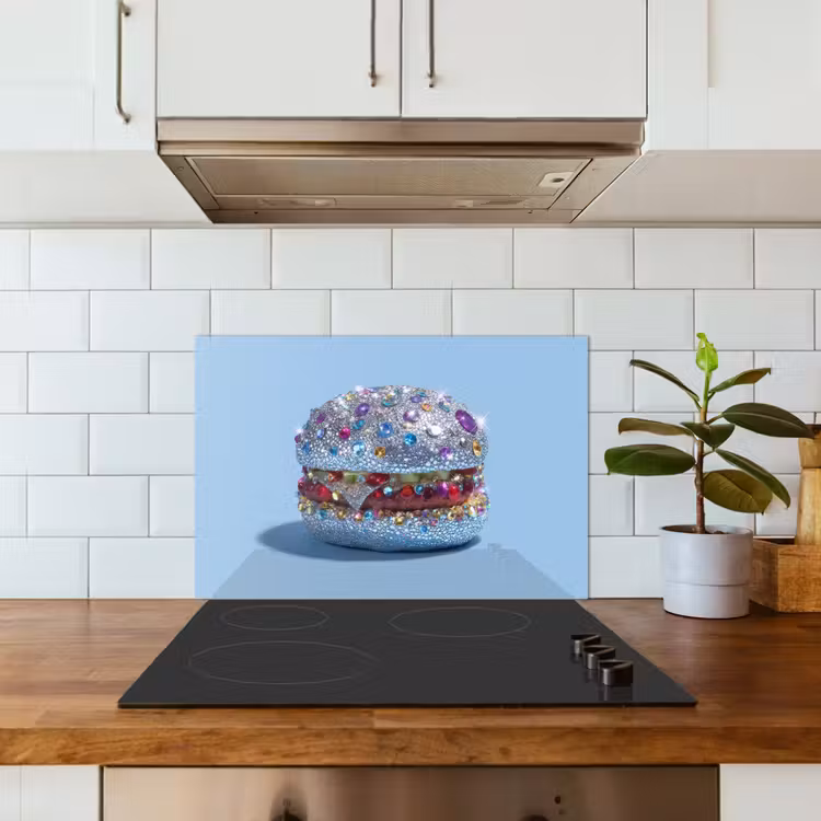 Kitchen splashback for hob - Glitter - Hamburger - Blue — 3