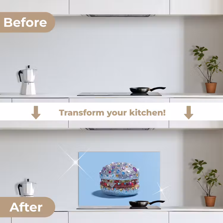 Kitchen splashback for hob - Glitter - Hamburger - Blue — 7