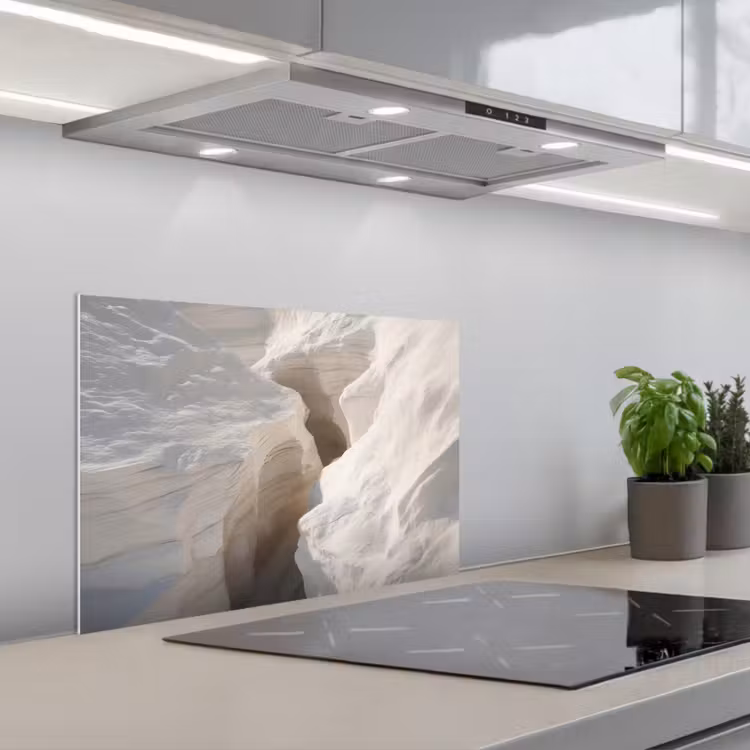 Kitchen splashback for hob - Gorge - White - Snow — 1