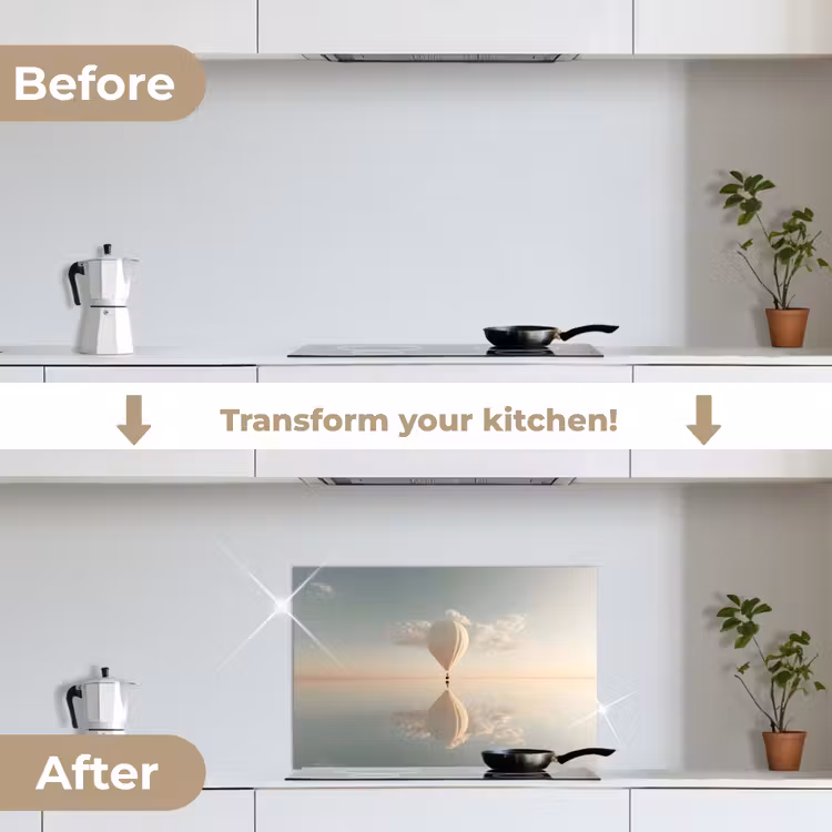 Kitchen splashback for hob - Hot air balloon - Clouds - Water - Blue — 7