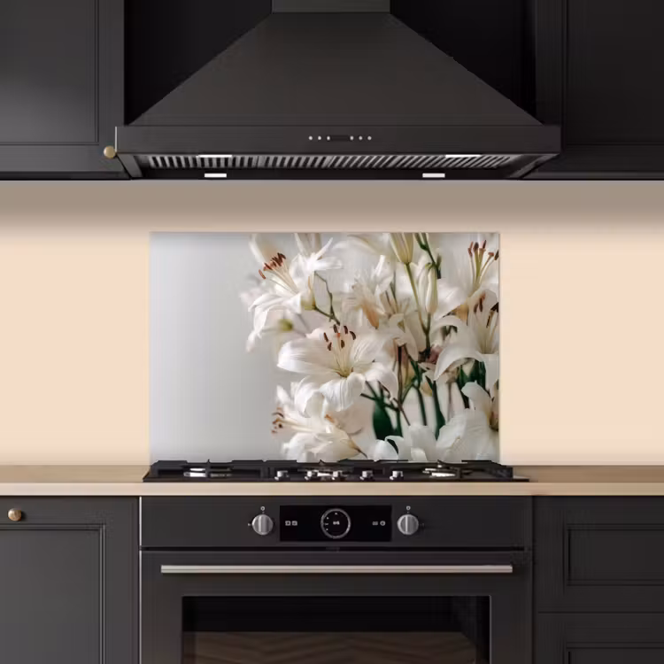 Kitchen splashback for hob - Lilies - Boekte - White - Stamens — 5