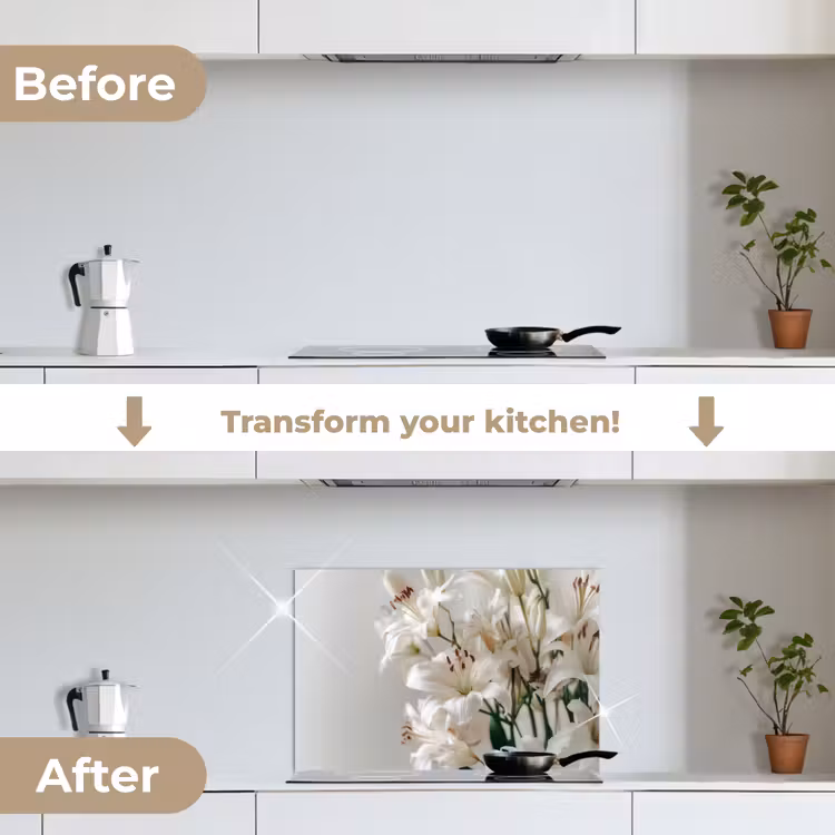 Kitchen splashback for hob - Lilies - Boekte - White - Stamens — 7