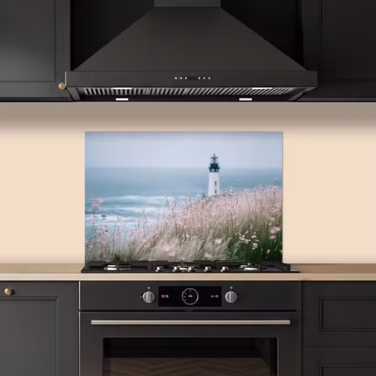 Kitchen splashback for hob - Lighthouse - Cliff - Sea - Flowers — 5