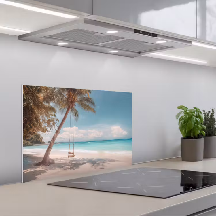 Kitchen splashback for hob - Palm tree - Swing - Beach - Sky — 1