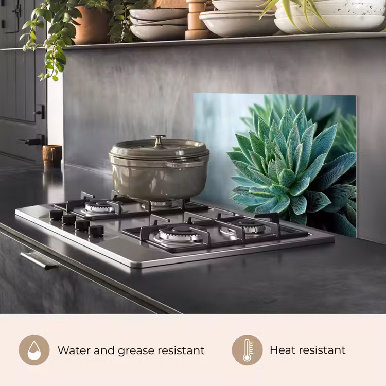 Kitchen splashback for hob - Succulent - Leaves - Green - Blurred — 2