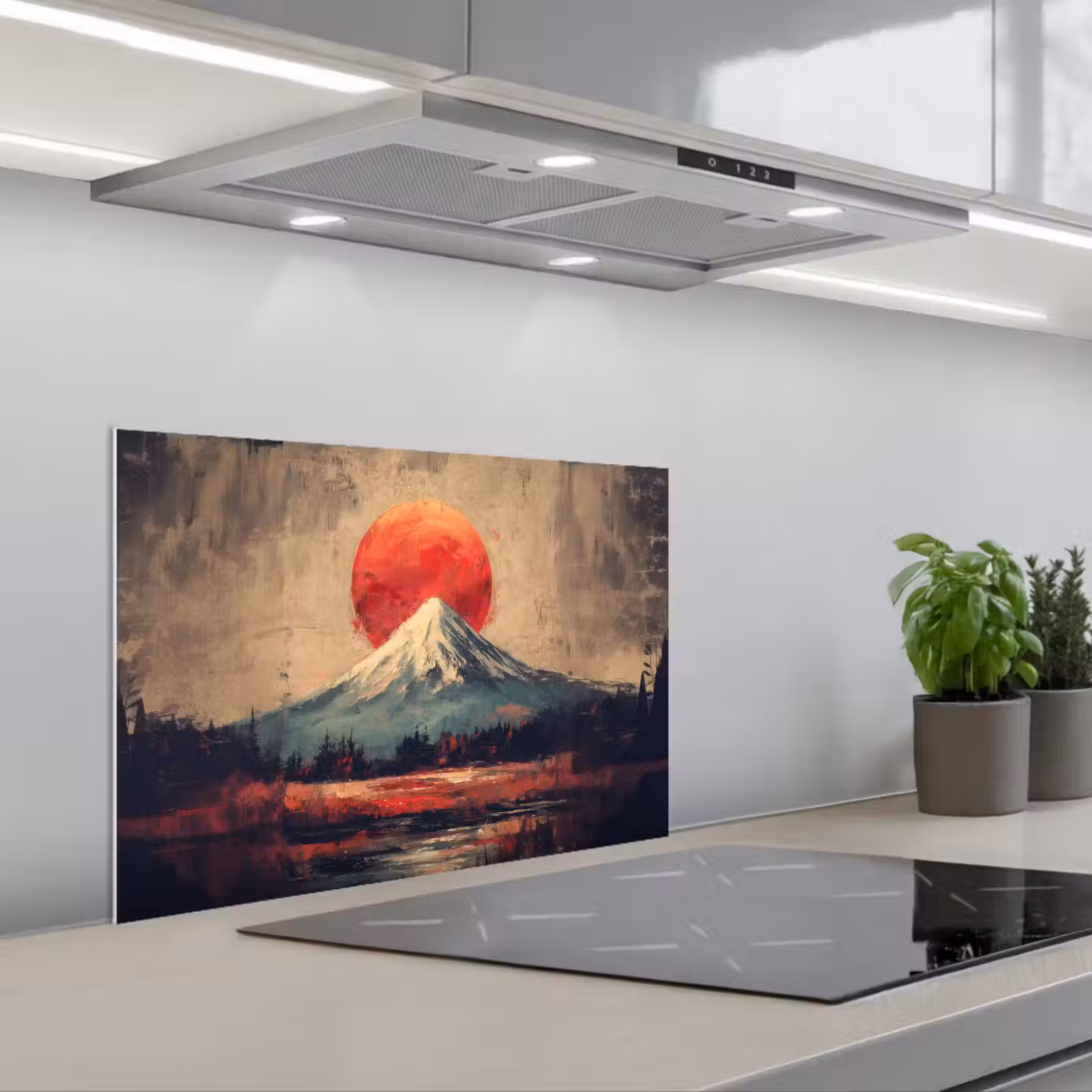 Kitchen splashback for hob - Mountain peak - Snow - Sun — 1