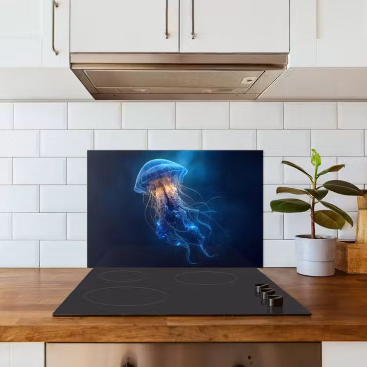Kitchen splashback for hob - Jellyfish - Luminous - Tentacles - Blue — 3
