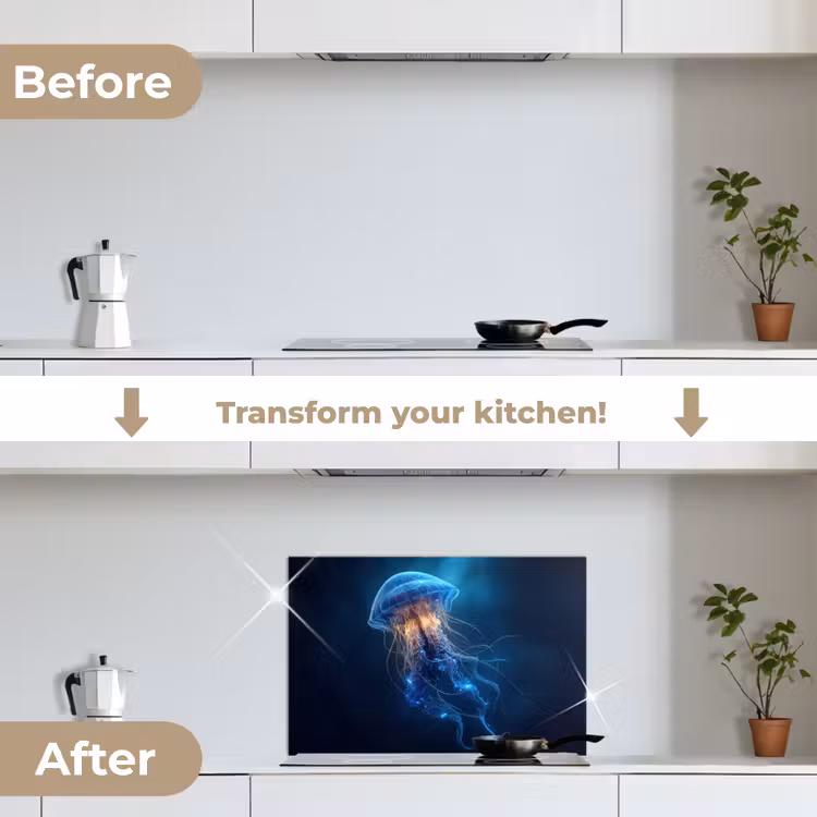 Kitchen splashback for hob - Jellyfish - Luminous - Tentacles - Blue — 7