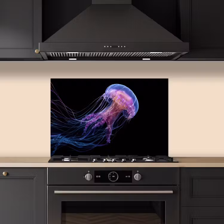 Kitchen splashback for hob - Jellyfish - Translucent - Pink - Tentacles — 5