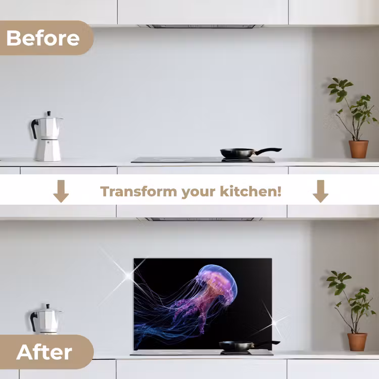 Kitchen splashback for hob - Jellyfish - Translucent - Pink - Tentacles — 7