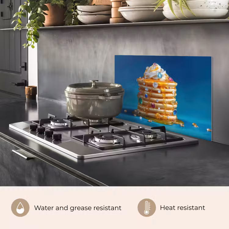 Kitchen splashback for hob - Pancakes - Pebbles - Glitter - Whipped cream — 2