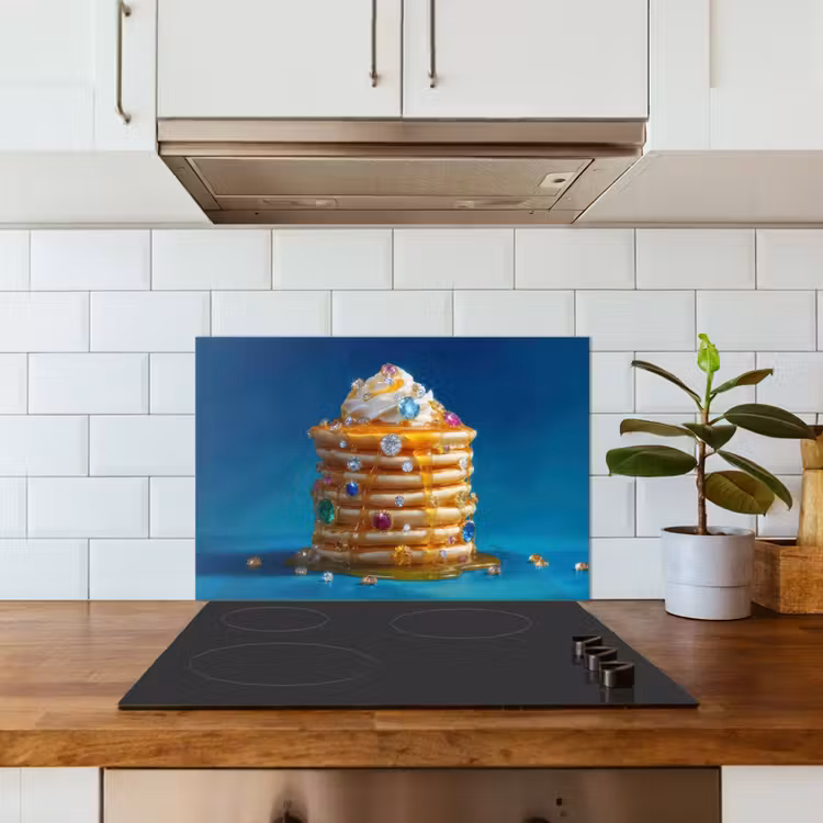 Kitchen splashback for hob - Pancakes - Pebbles - Glitter - Whipped cream — 3