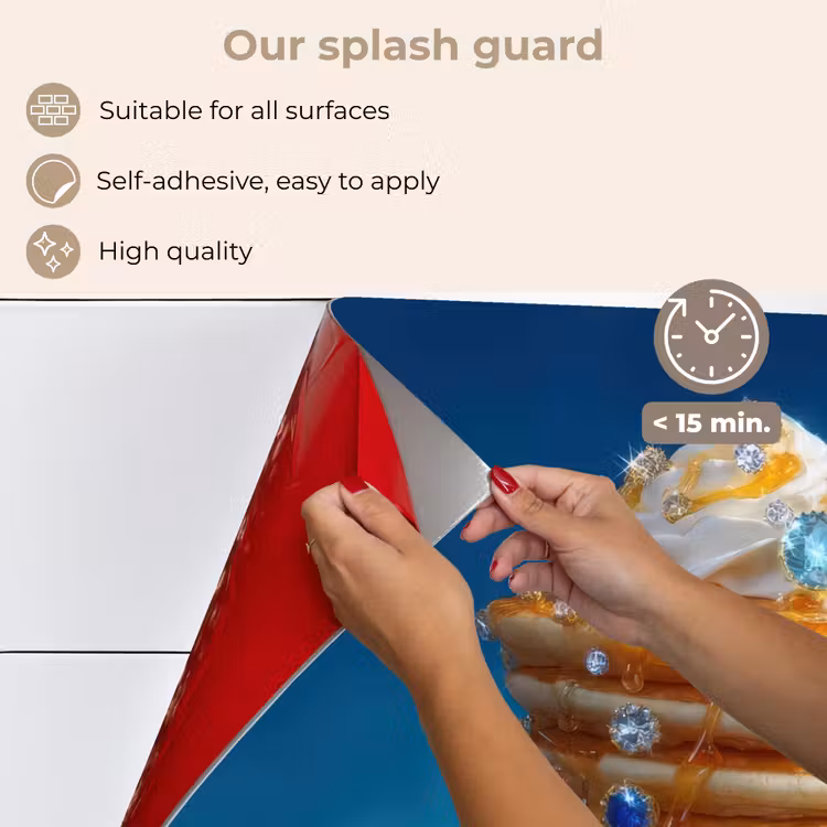 Kitchen splashback for hob - Pancakes - Pebbles - Glitter - Whipped cream — 4