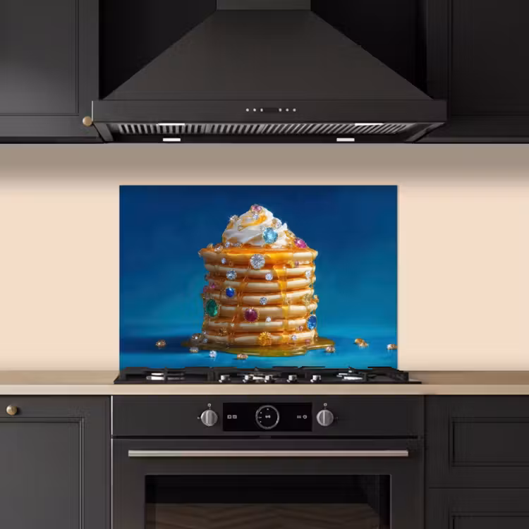 Kitchen splashback for hob - Pancakes - Pebbles - Glitter - Whipped cream — 5