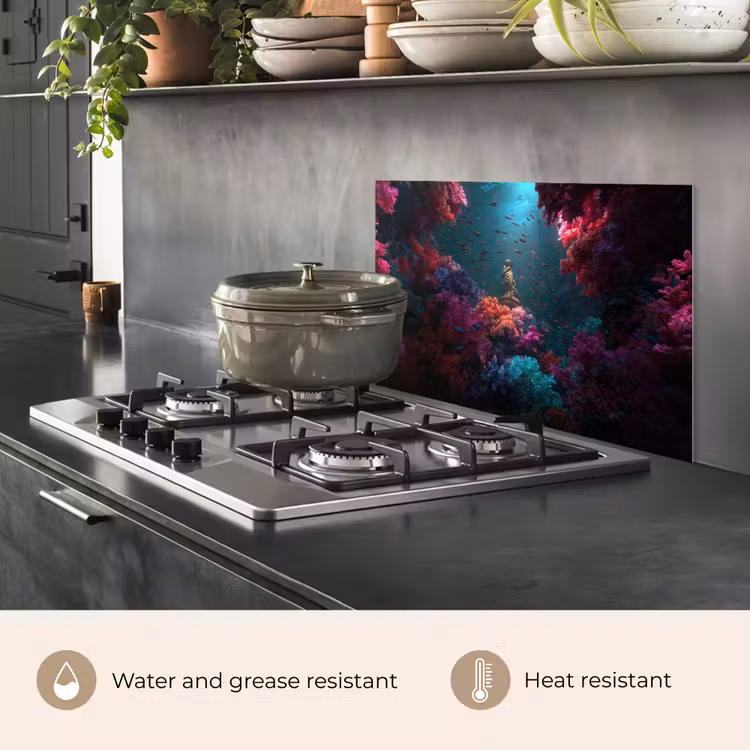 Kitchen splashback for hob - Statue - Seabed - Coral - Colorful — 2