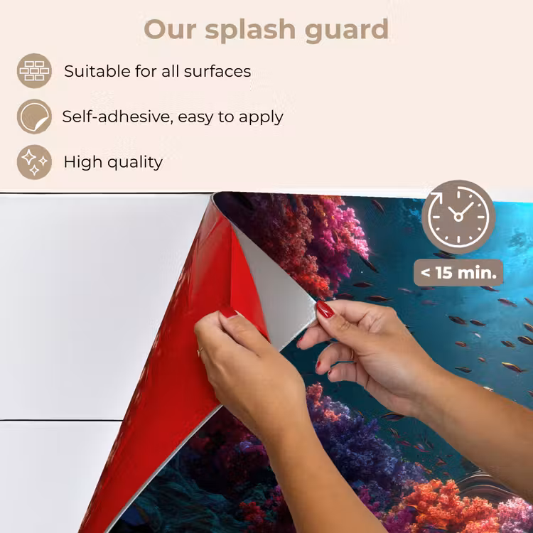 Kitchen splashback for hob - Statue - Seabed - Coral - Colorful — 4