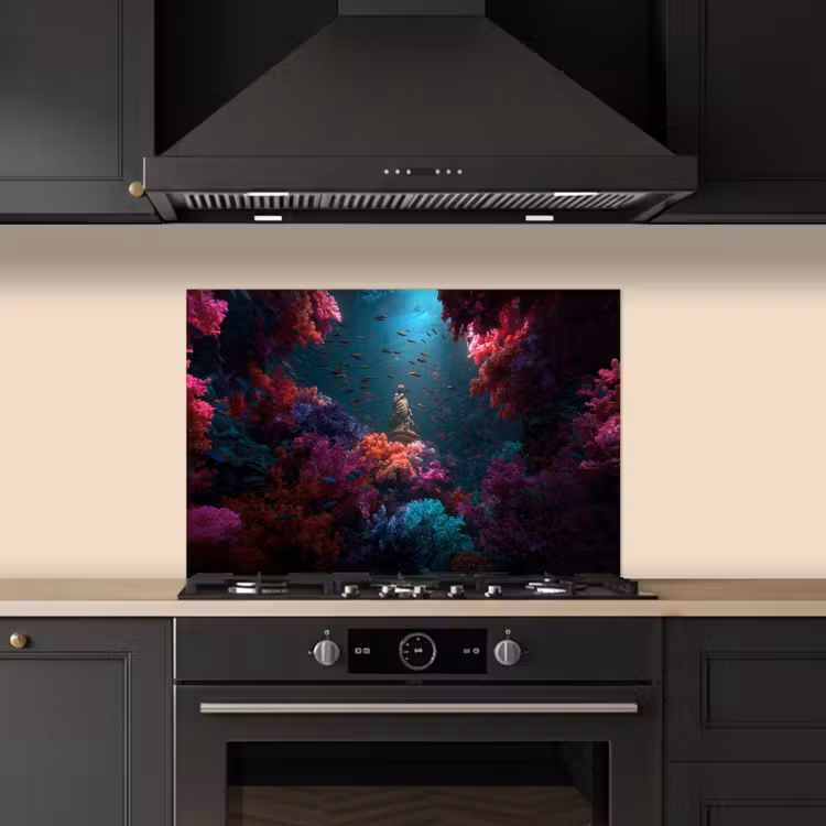 Kitchen splashback for hob - Statue - Seabed - Coral - Colorful — 5