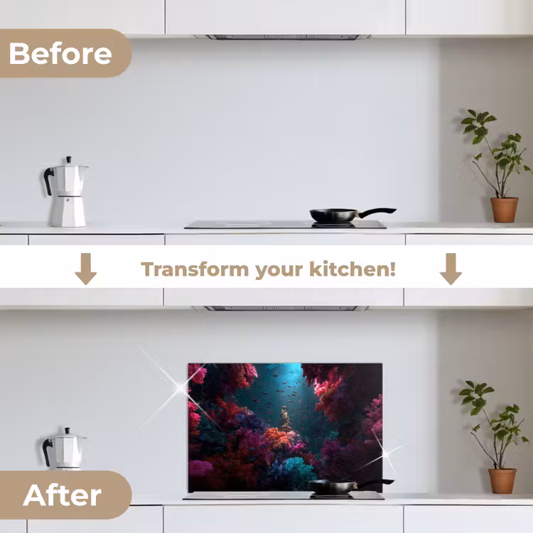 Kitchen splashback for hob - Statue - Seabed - Coral - Colorful — 7