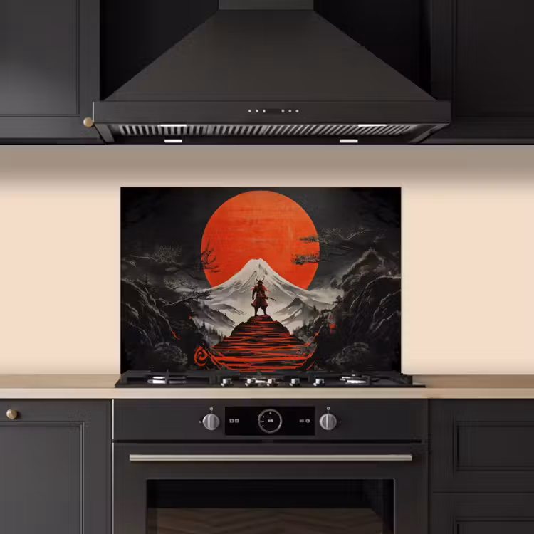 Kitchen splashback for hob - Warrior - Red Steps - Sun - Mountain — 5