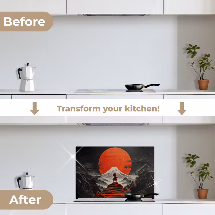 Kitchen splashback for hob - Warrior - Red Steps - Sun - Mountain — 7
