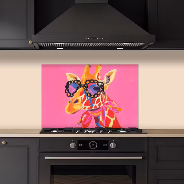 Kitchen splashback for hob - Giraffe - Pink - Glasses - Scarf — 5