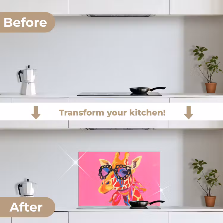 Kitchen splashback for hob - Giraffe - Pink - Glasses - Scarf — 7