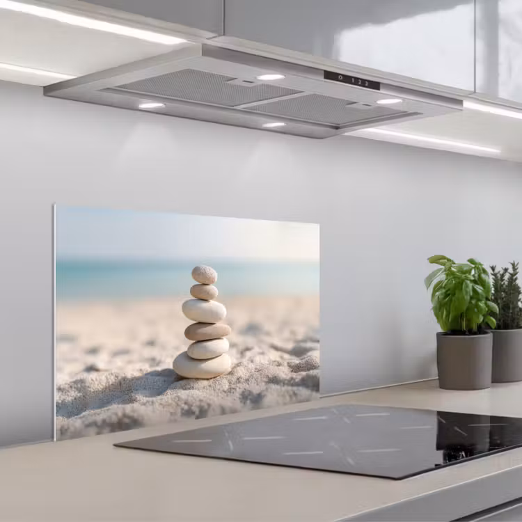 Kitchen splashback for hob - Stones - Stack - Sand - Sea — 1