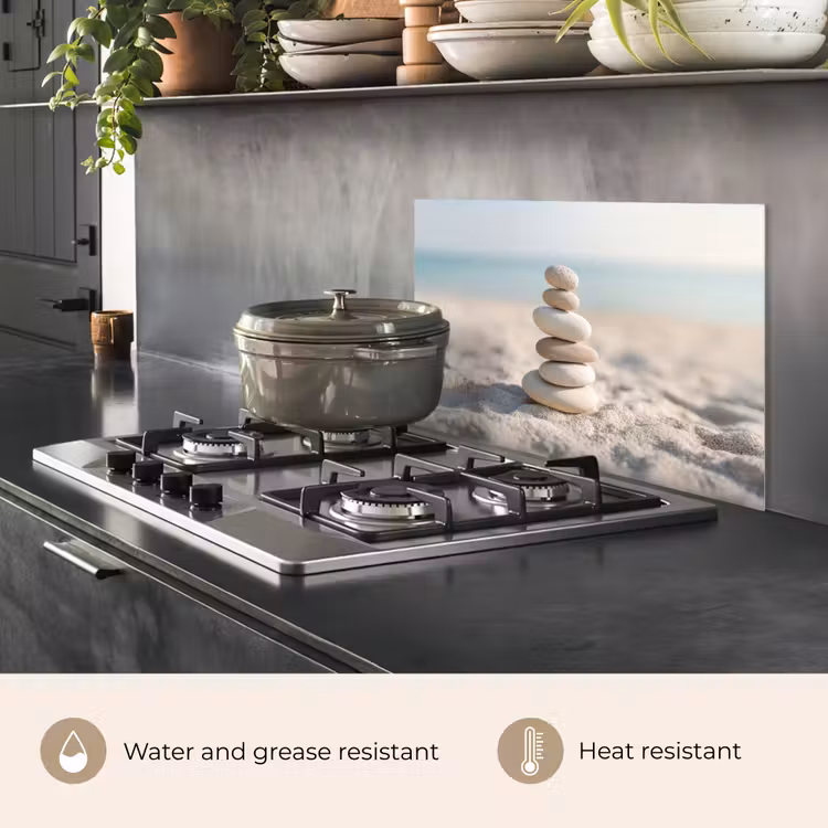 Kitchen splashback for hob - Stones - Stack - Sand - Sea — 2