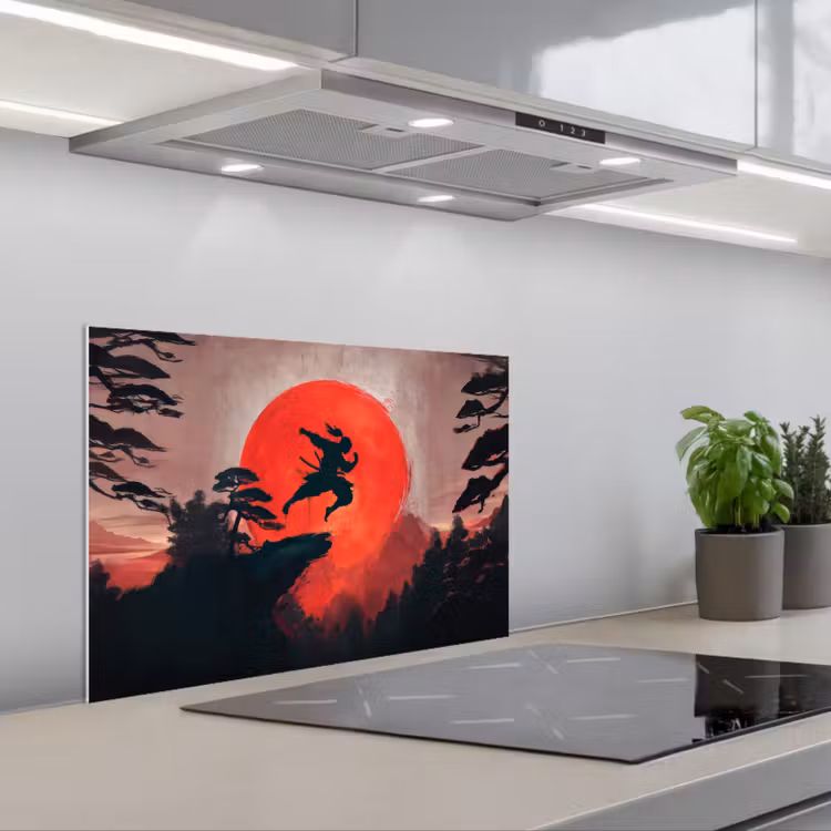 Kitchen splashback for hob - Sun - Warrior - Trees - Mountains — 1